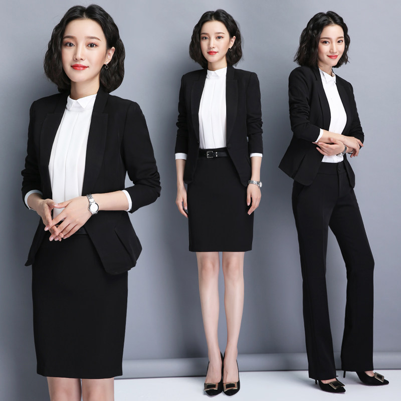 璐雅黑色西装套装女时尚2021秋冬公务员职业场通勤面试西服正装优惠券