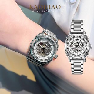 2024新款镂空机械女士钢带手表名牌正品大表盘轻奢女真皮带手表