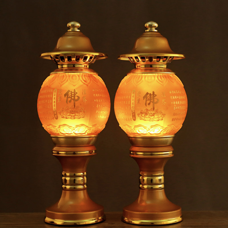 木师傅琉璃莲花灯长明灯佛供灯佛灯家用供佛led佛前供灯一对插电