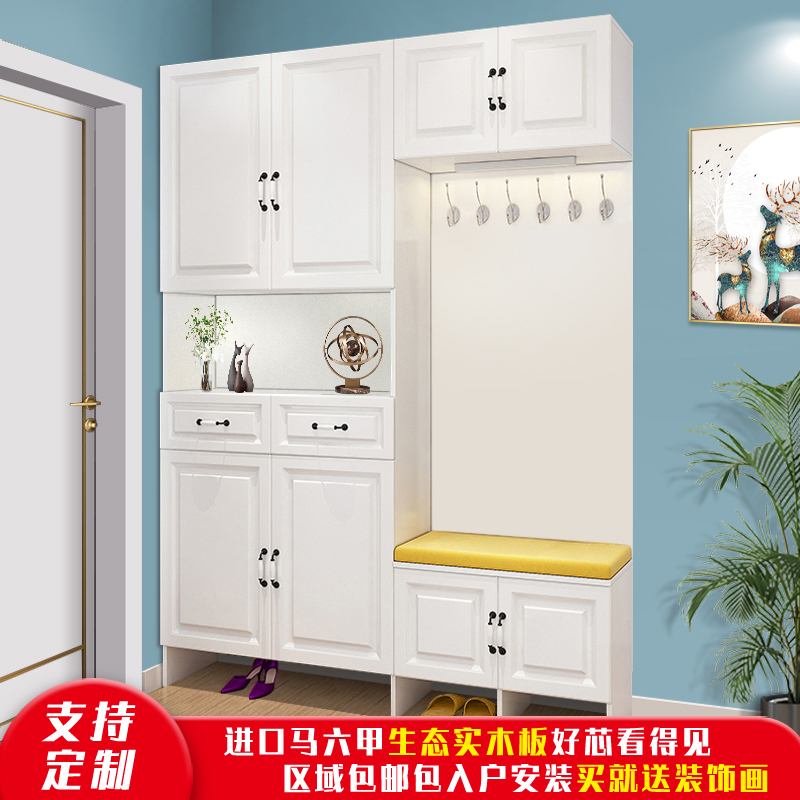 客厅简约现代进门玄关柜多功能衣帽柜入户门厅柜鞋柜换鞋凳可定制