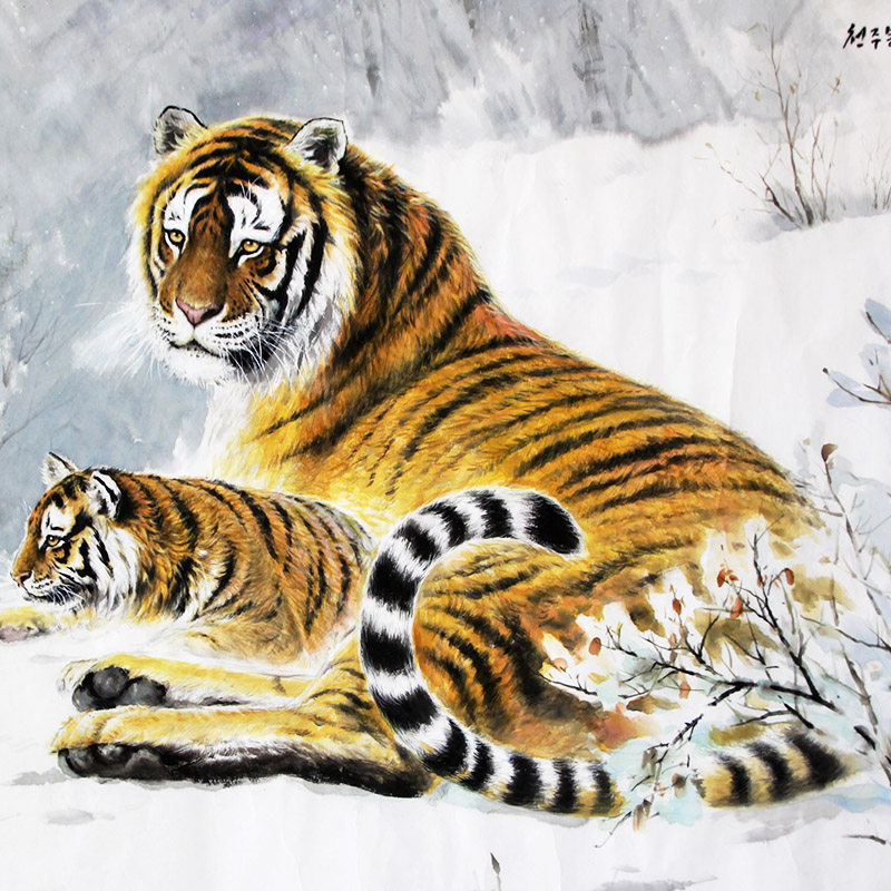 (朝鲜)金英姬《天州峰的虎》万寿台创作社 麦子印象馆