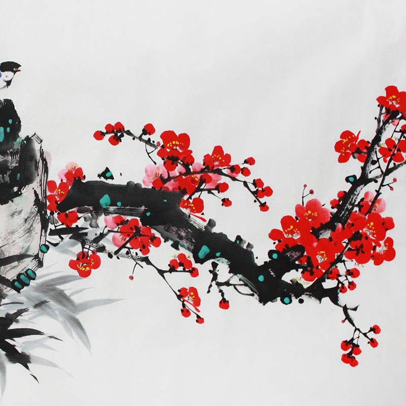 (朝鲜)功勋画家李哲《红梅》平壤美术大学 麦子印象馆