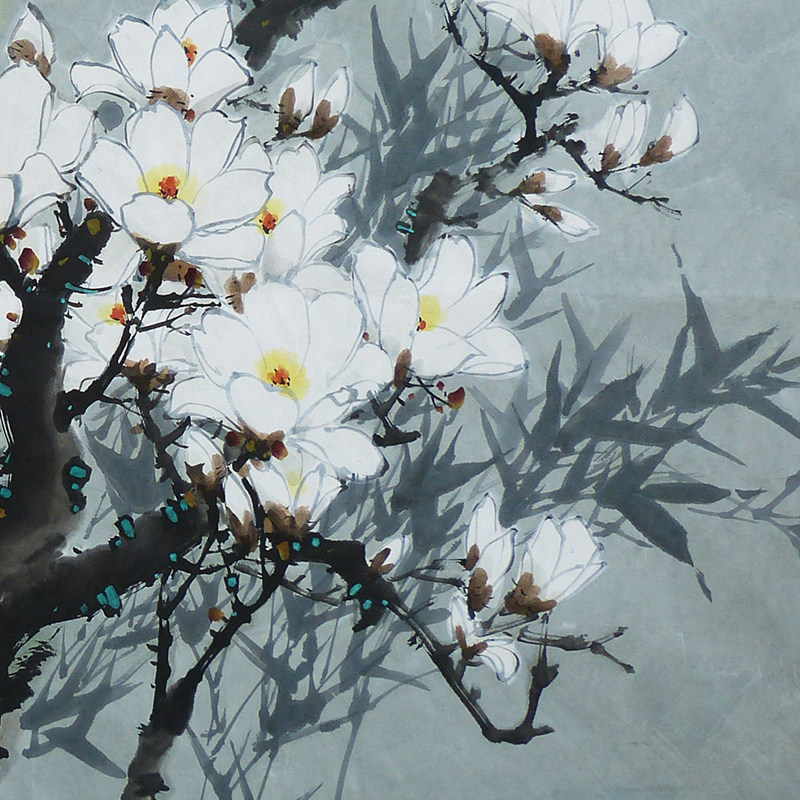 (朝鲜)功勋画家李哲《月夜花香》平壤美术大学 麦子印象馆