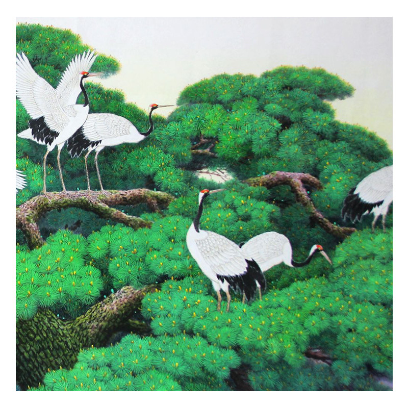 (朝鲜)功勋画家田英4米《松鹤延年》平壤美术大学 麦子印象馆