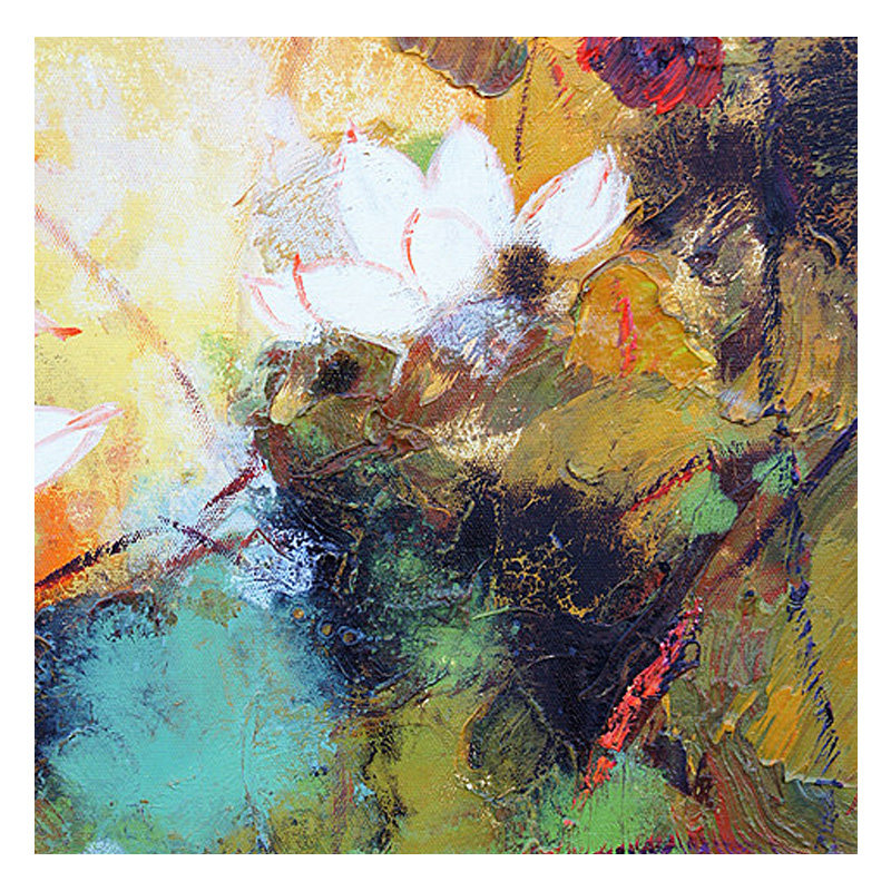贺一珉 《金色荷塘之八》 布面油画