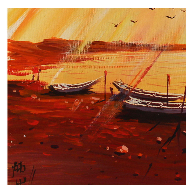 崔国臣 《残阳下的海鸟》 布面油画