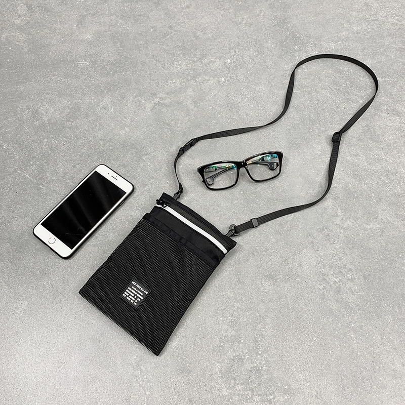 斜挎手机包半透明网布单肩斜挎小包便携休闲装手机护照手机袋ins
