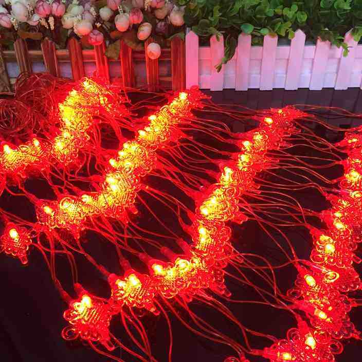 新年装饰灯笼led彩灯闪灯串灯窗帘灯春节红灯笼网灯中国结鱼网灯