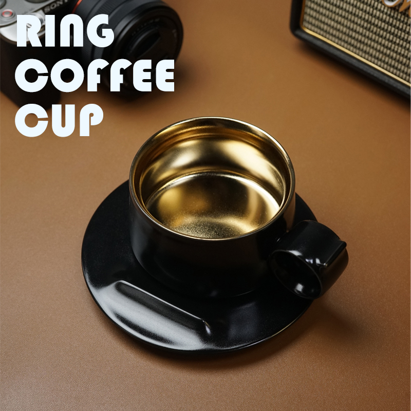 飞形物 黑白Ring Cup指环咖啡杯子陈鹏飞设计原创礼物景德镇陶瓷