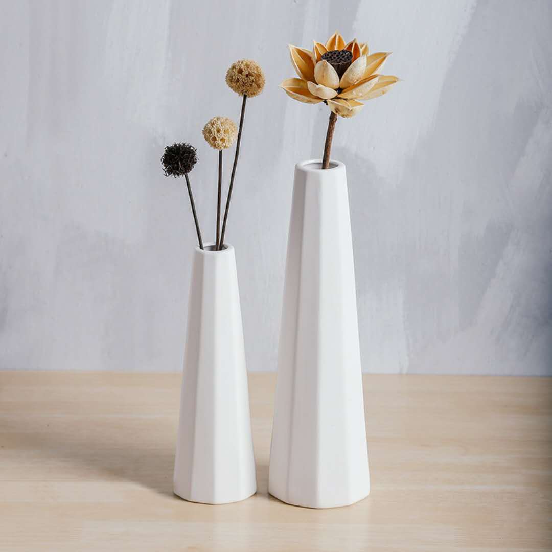 北欧陶瓷花瓶摆件白色简约干花花束家居客厅插花艺术装饰品摆设