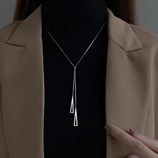 lucky rose 2021年秋冬新款S925纯银毛衣链女小众设计感长款项链