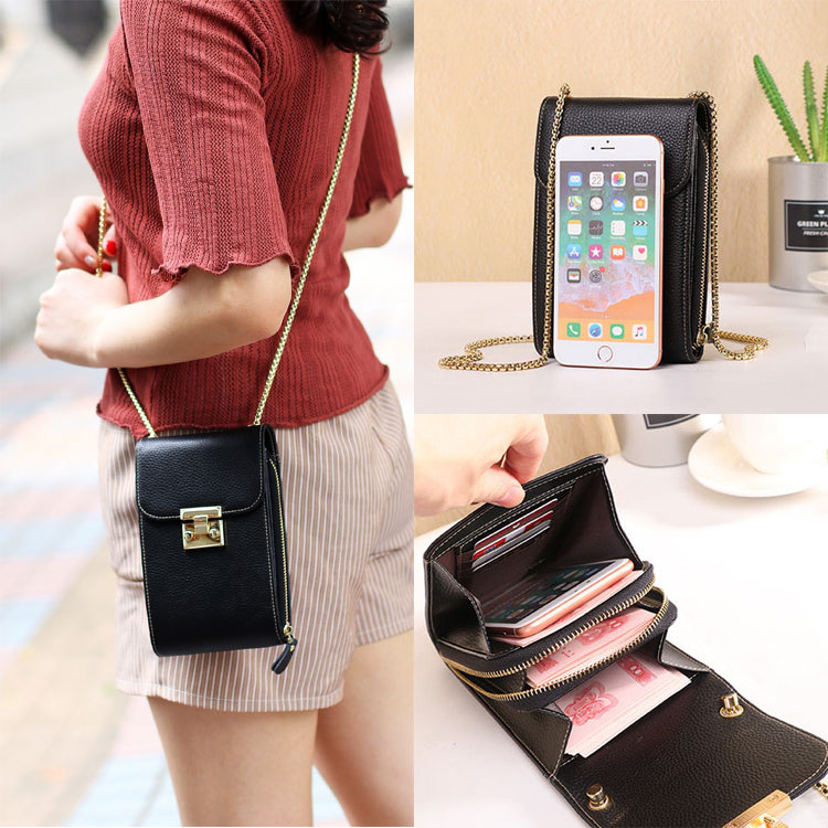 手机包女斜挎迷你小包包2018新款夏季真皮单肩女包多功能手机袋