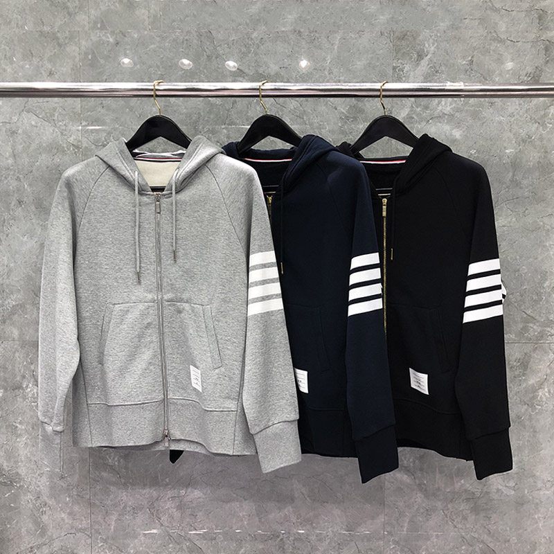 tb潮流卫衣秋冬季加绒加厚拉链连帽衫男女情侣装宽松休闲开衫外套