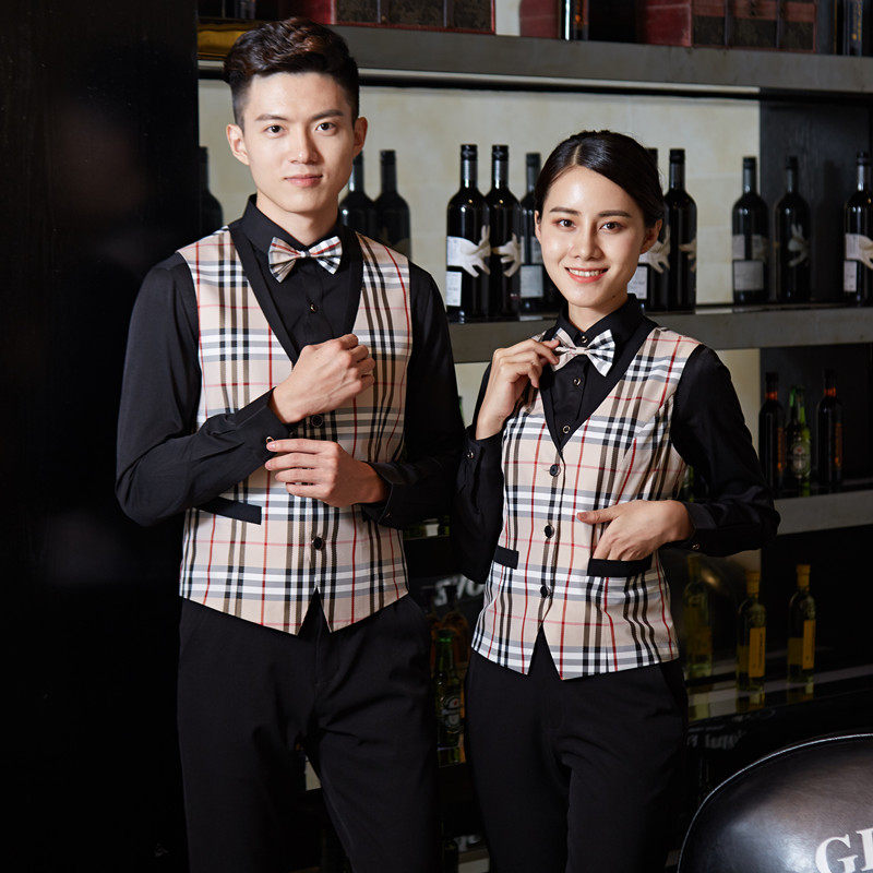 热销酒吧服务员工作服秋冬装男女