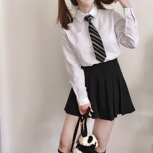双马尾协会 日本正统jk制服尖领长袖衬衫女 学院风学生长袖白衬衫