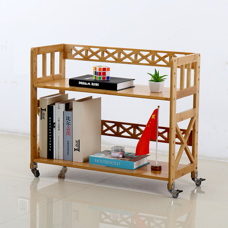 南竹山办公书柜可移动书架带轮置物架落地木储物架卧室收纳架小型