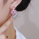 S925银针精致满钻粉色桃心爱心耳钉耳环2024年新款潮甜美气质耳饰
