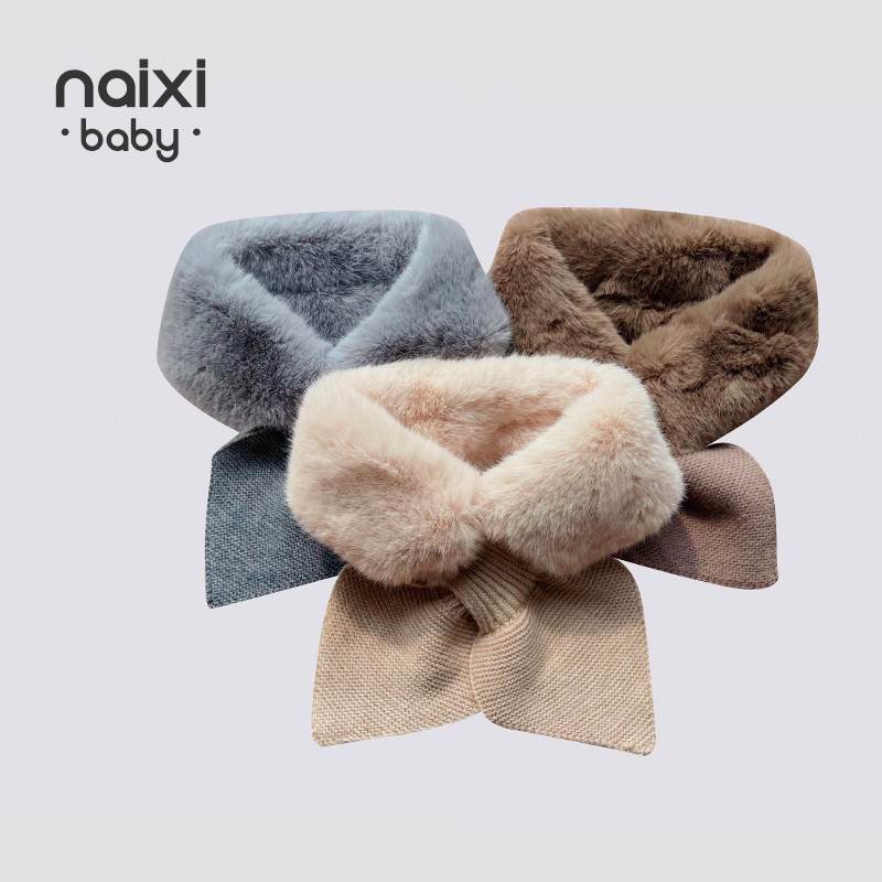 加厚仿兔毛儿童围巾毛绒宝宝围脖保暖围巾