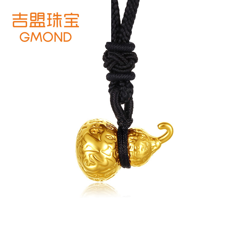 【新品】吉盟足金葫芦吊坠黄金福字男士招财葫芦项链女款硬金黑绳|ruв категории ювелирные изделия/алмаз/жадеит/золото, золотые украшения (новый), монисто - от Buy2taobao.com для оказания профессиональной услуги покупки агента Taobao