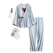 Confinement clothing maternity nursing pajamas pregnant women March postpartum nursing clothing cotton spring and summer sling three-piece suit winter