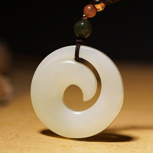 和田玉扭转乾坤吊坠男女时来运转平安扣项链转运玉石情侣饰品礼物