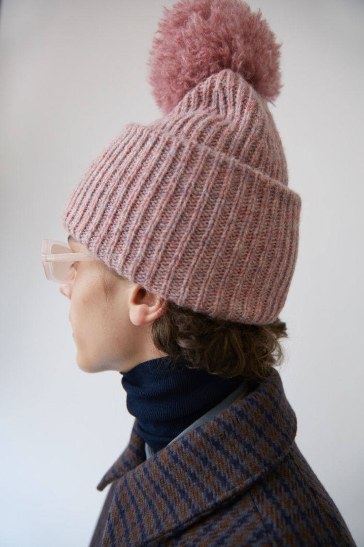 17款秋冬大绒球折边针织帽子男女纯羊毛毛线帽加厚保暖