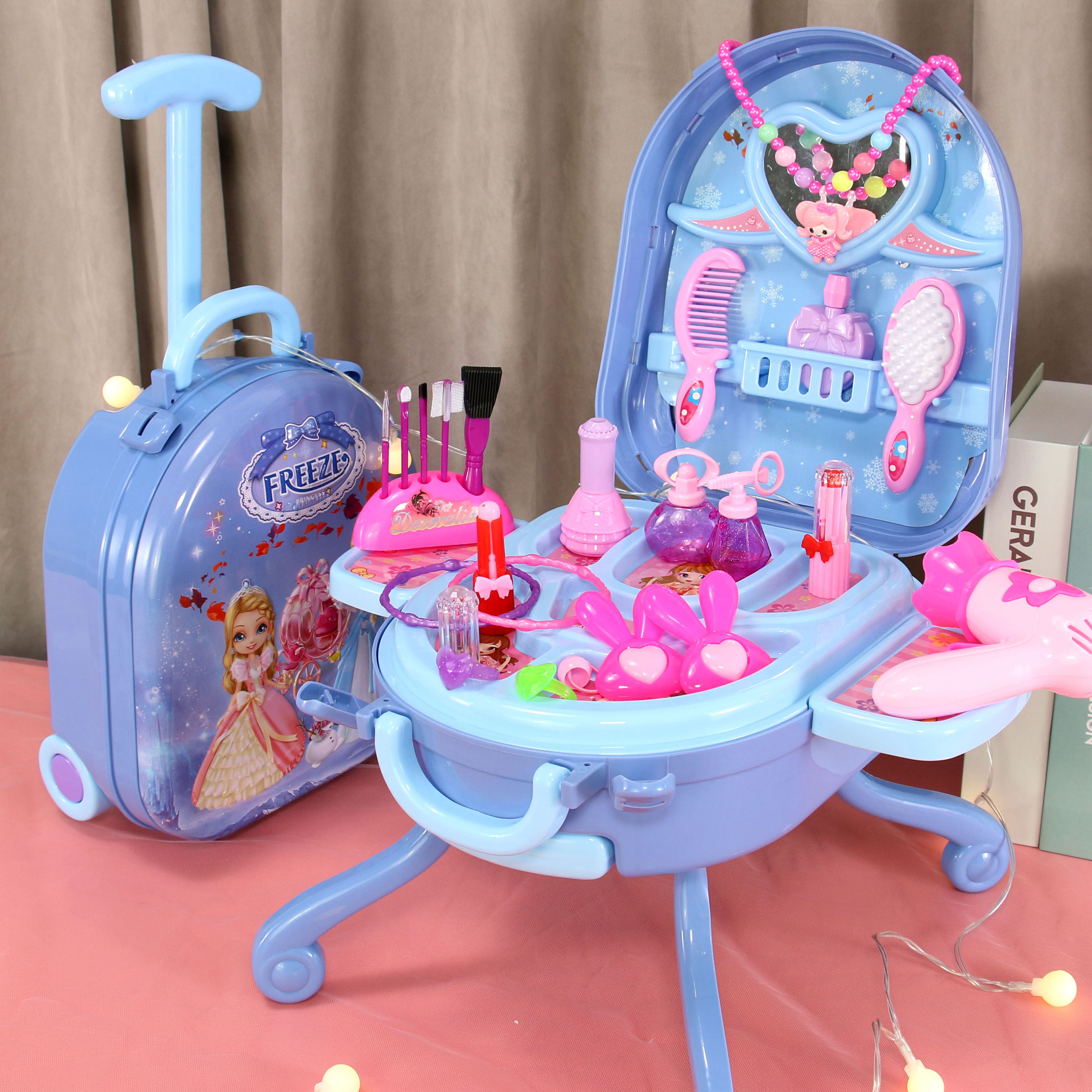 儿童女童玩具3一9化妆品台盒爱沙艾莎爱莎公主行李箱女孩生日礼物