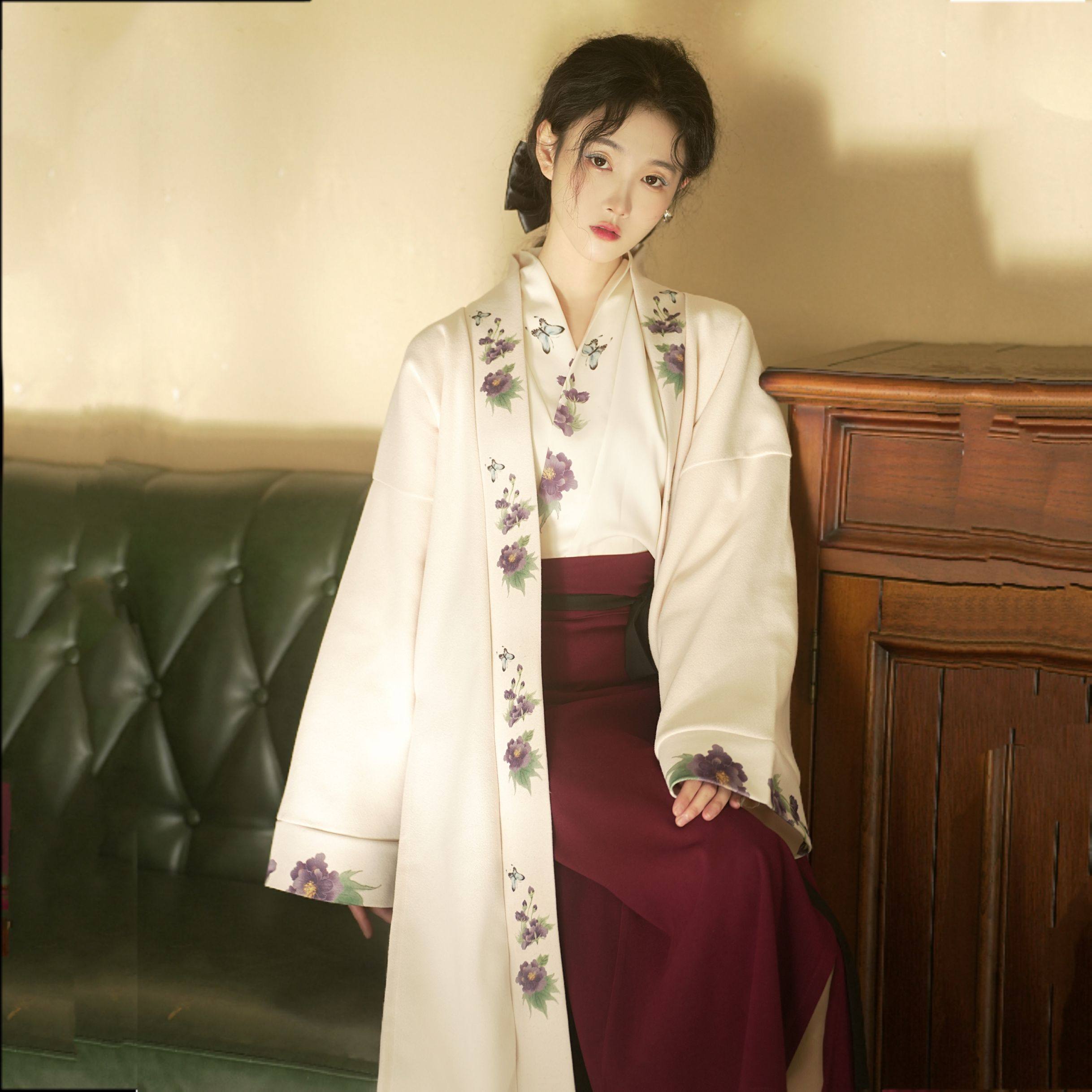 青衣初见原创【山茶花语】宋制旋裙汉服女飞机袖日常齐腰春秋冬款