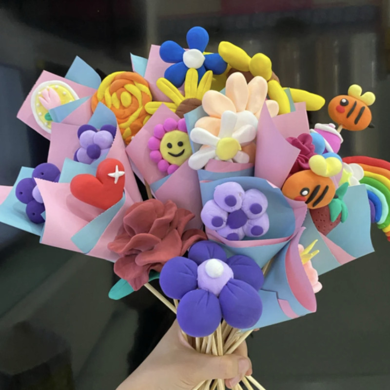 超轻粘土花束橡皮泥镜子改造diy手工小红书ins七夕礼物太空泥粘土