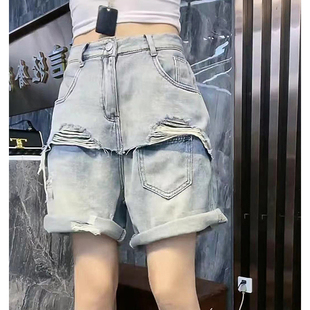 梨形身材微胖穿搭大码牛仔短裤子女2024年夏季新款薄款五分中热裤