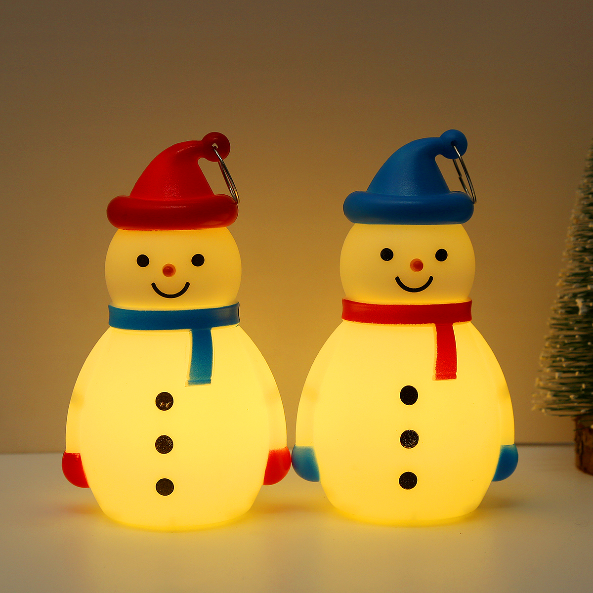圣诞节发光雪人摆件小夜灯桌面橱窗装扮圣诞礼品可爱白色暖光雪人