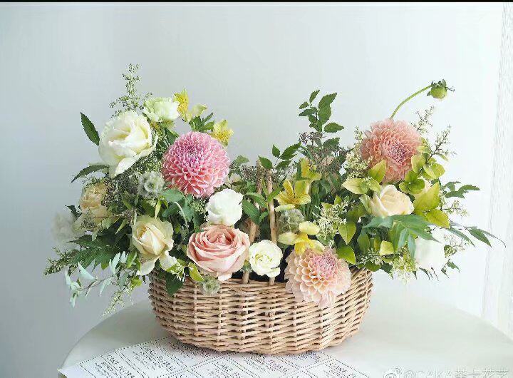 柳编花艺摆件篮子草编手提女挎包包鲜花插花小花篮教师干花编织篮