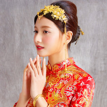 2018 new bride's ancient dress wedding simple Chinese style Phoenix crown hair ornament show grass clothing Phoenix crown Xiapu toast service headdress
