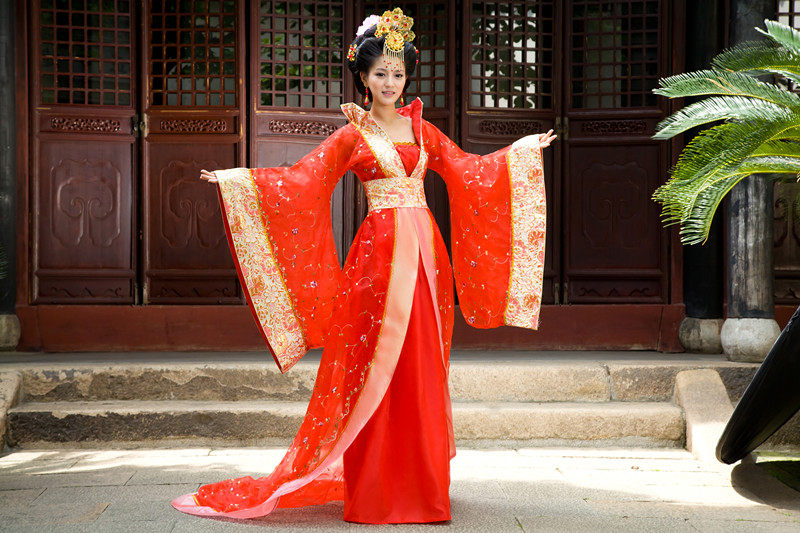 古装唐装汉服大唐拖尾贵妃服装仙女古装美公主演出服装华丽贵妃装