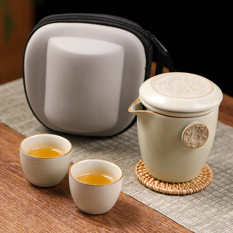 汝窑旅行茶具套装便携式一人饮茶壶茶