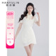 韩语琳新中式泡泡袖不规则连衣裙子女夏季高级感镂空花边蕾丝短裙