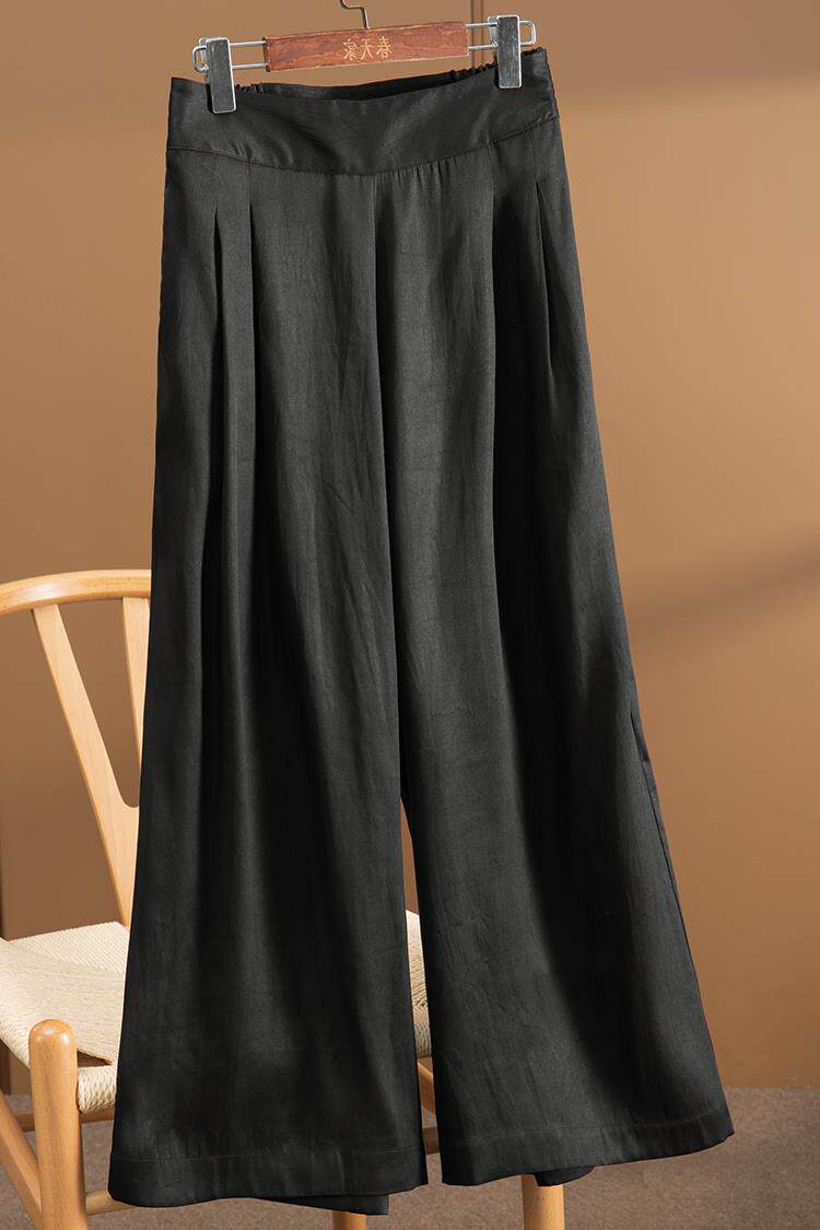 非市场货柜3k重磅香云纱真丝阔腿裤女026s