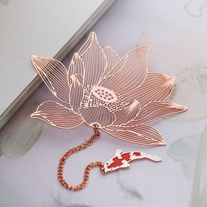 可爱金属黄铜吊坠玫瑰金书签 精美复古典中国风创意简约文艺学生用送