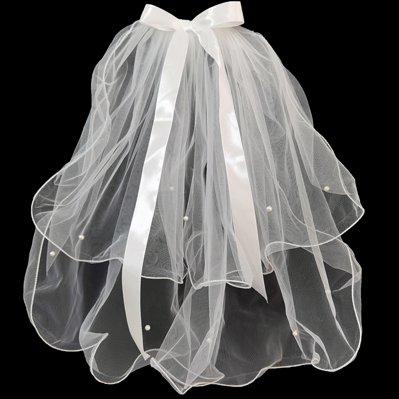 新娘结婚短款主婚纱头纱超仙森系网红拍照道具抖音同款珍珠头纱