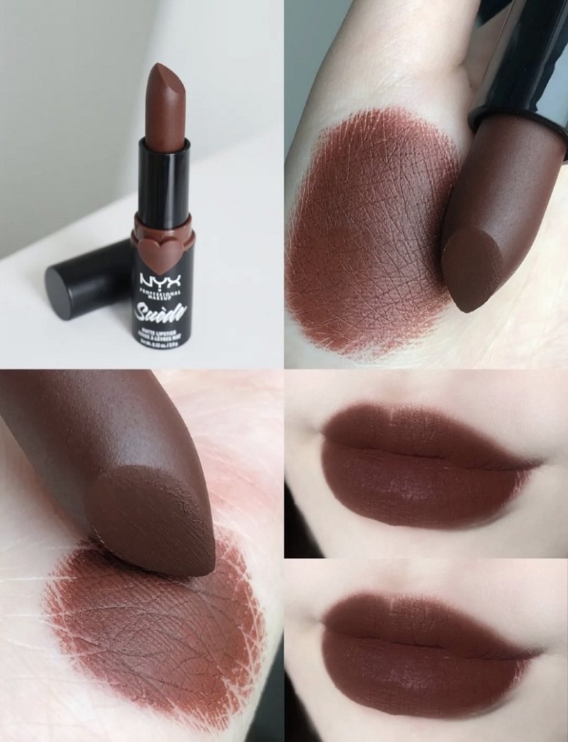 酷女孩爱用nyx suede matte 哑光口红 爱心暗黑吃土色07cold brew