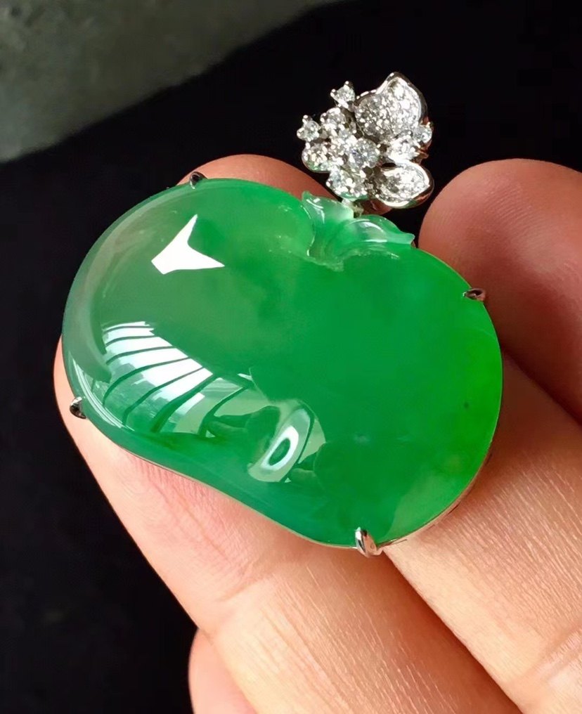 苹果项链吊坠女款_冰果绿苹果翡翠色观音项链吊坠玉佩男女款正品高端