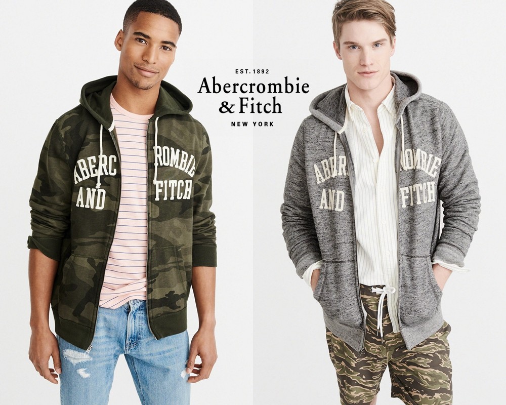 af帽衫男_清仓美国abercrombie fitch男士af修身拉链连帽运动休闲帽衫