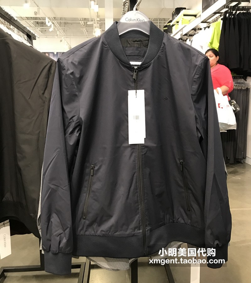 美国calvin klein ck男士秋季新款休闲棒球领拉链开衫夹克外套