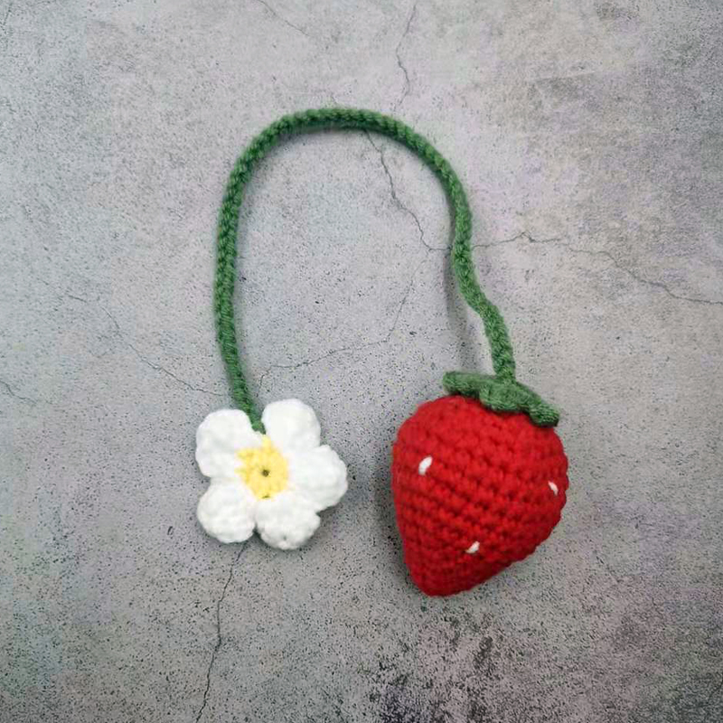小草莓材料包 毛线手工diy编织小草莓挂件饰品材料包