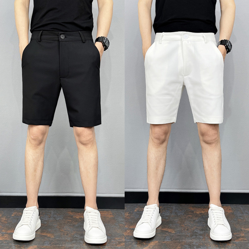 网红痞帅短裤男夏季薄款休闲五分西裤韩版修身潮流男士西装中裤子