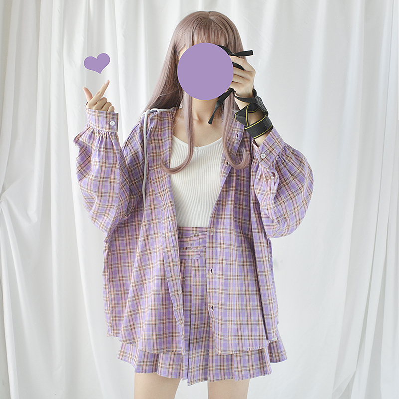 猫愿原创 格子衫外套中长款防晒男友风慵懒宽松拼接日系少女原宿在类目 女装/女士精品, 衬衫中 - 来自Buy2taobao.com提供专业的淘宝代购服务