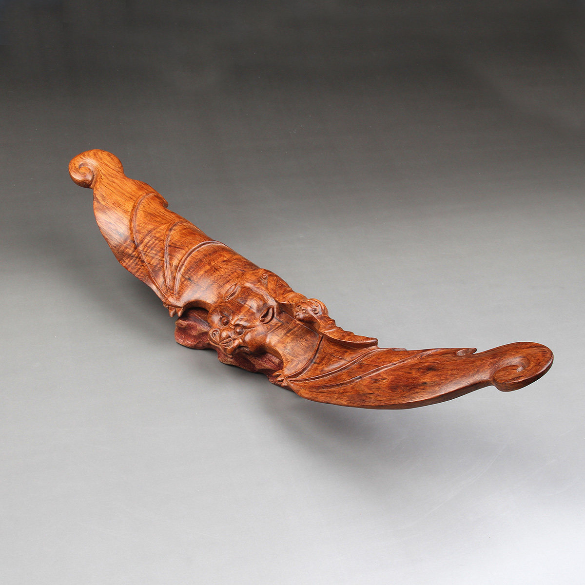 仙友木雕 海南油梨老料 黄花梨水波纹双福报喜 手工雕刻海黄摆件