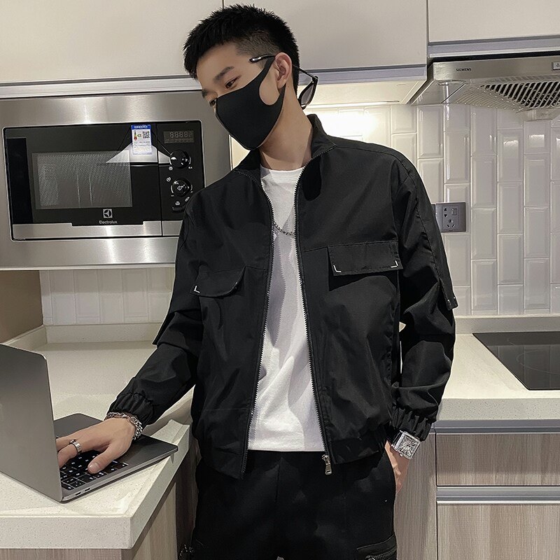 痞帅男外套2021年新款春秋男士夹克韩版潮流修身工装上衣成熟稳重