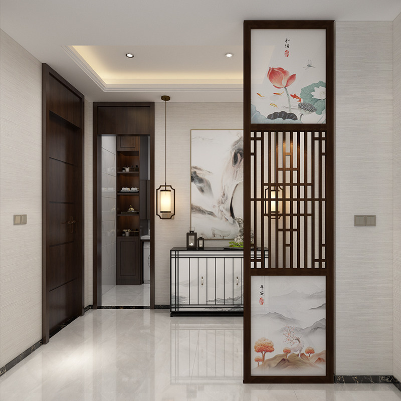 新中式屏风隔断遮挡玄关客厅装饰简约现代卧室遮挡家用镂空小户型