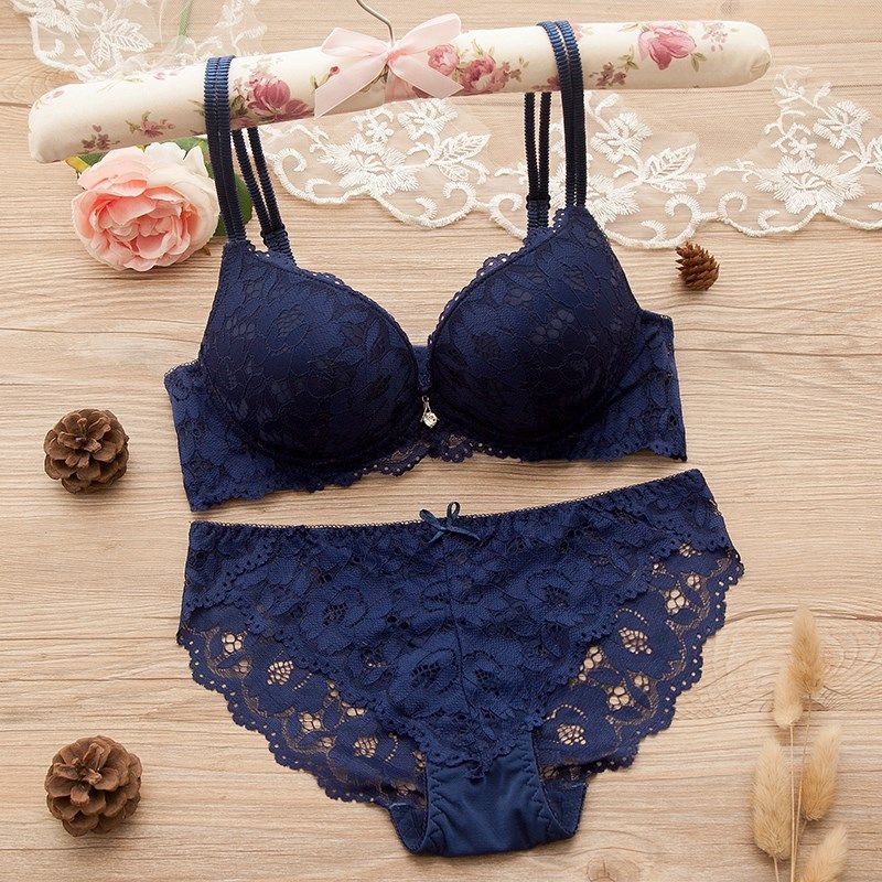 贴身成熟网红内衣女春款仙女内裤文胸套装绿色蓝色时尚成年调整型